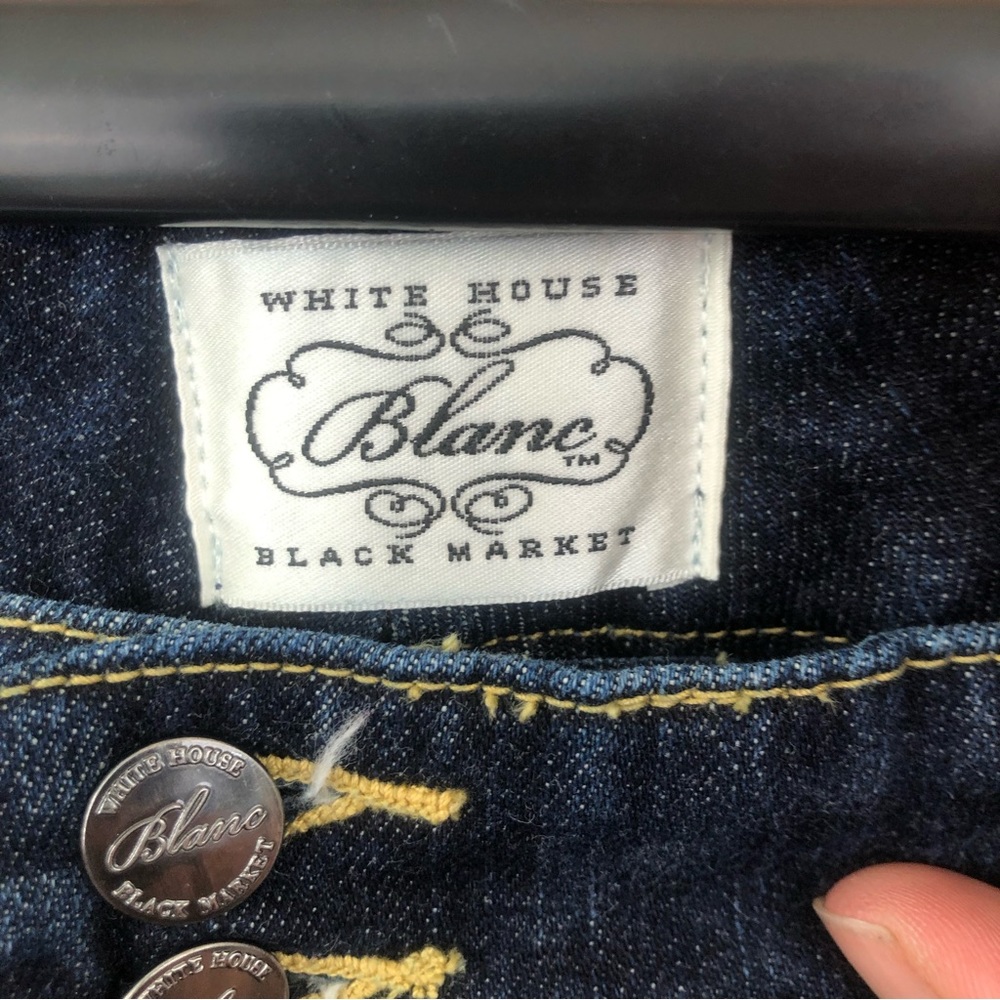 White House Black Market Blanc Dark Wash Embroidered Jeans - Picture 6 of 11